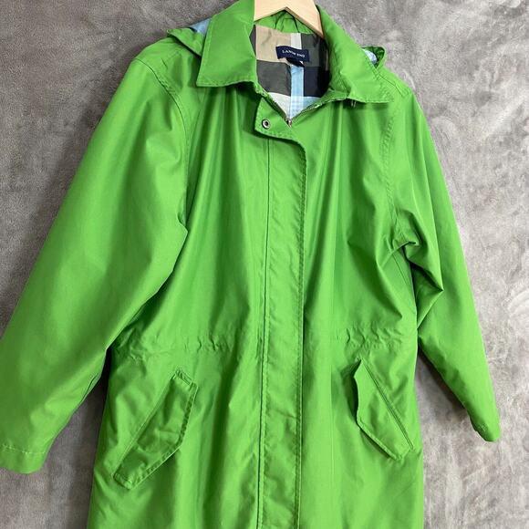 Lands End Womens Chore Coat Size Medium Kelly Green Mid Weight Barn Jacket Hood - Picture 2 of 14